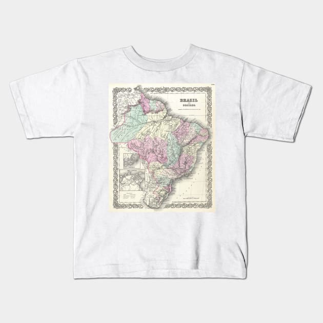 Vintage Map of Brazil (1855) Kids T-Shirt by Bravuramedia